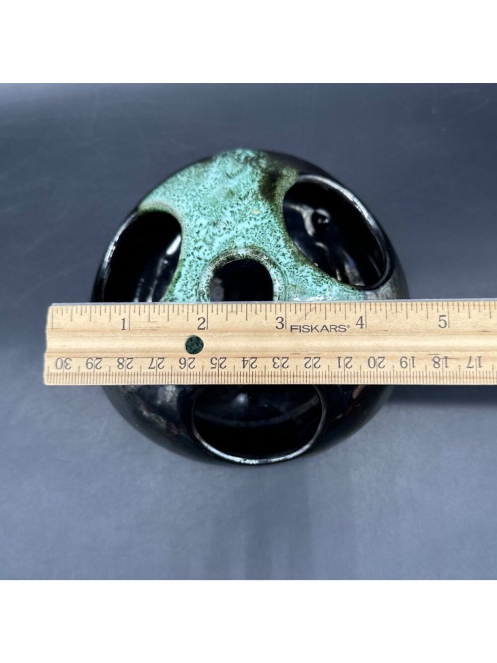 Vintage Vase Candle Holder MCM St Johns Beachcomber Multi Hole Green Drip Canada - Picture 11 of 11